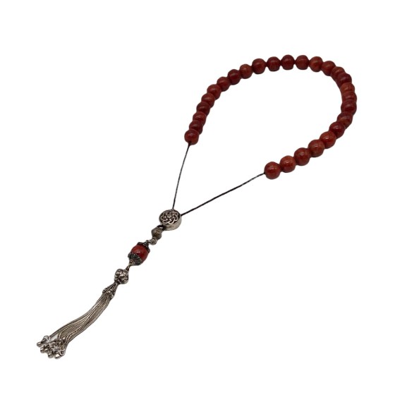 Κομπολόι από κοράλλι και ασήμι 925